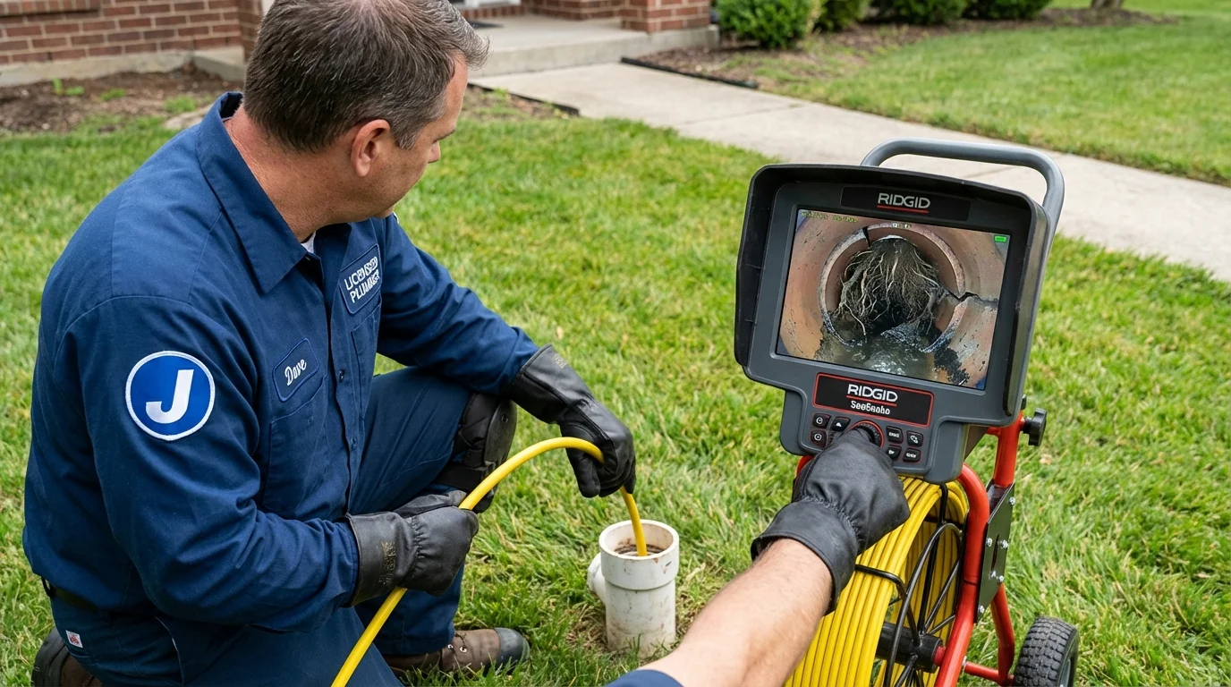 Sewer camera inspection being performed by Johns Plumbing LLC in Marblehead